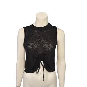 Lululemon Cinch Me Up Front Tank Est. Women's 4 in Black Veil Crop Semi-sheer